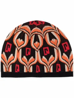 Women Paco Rabanne Tapestry Intarsia-knit Beanie