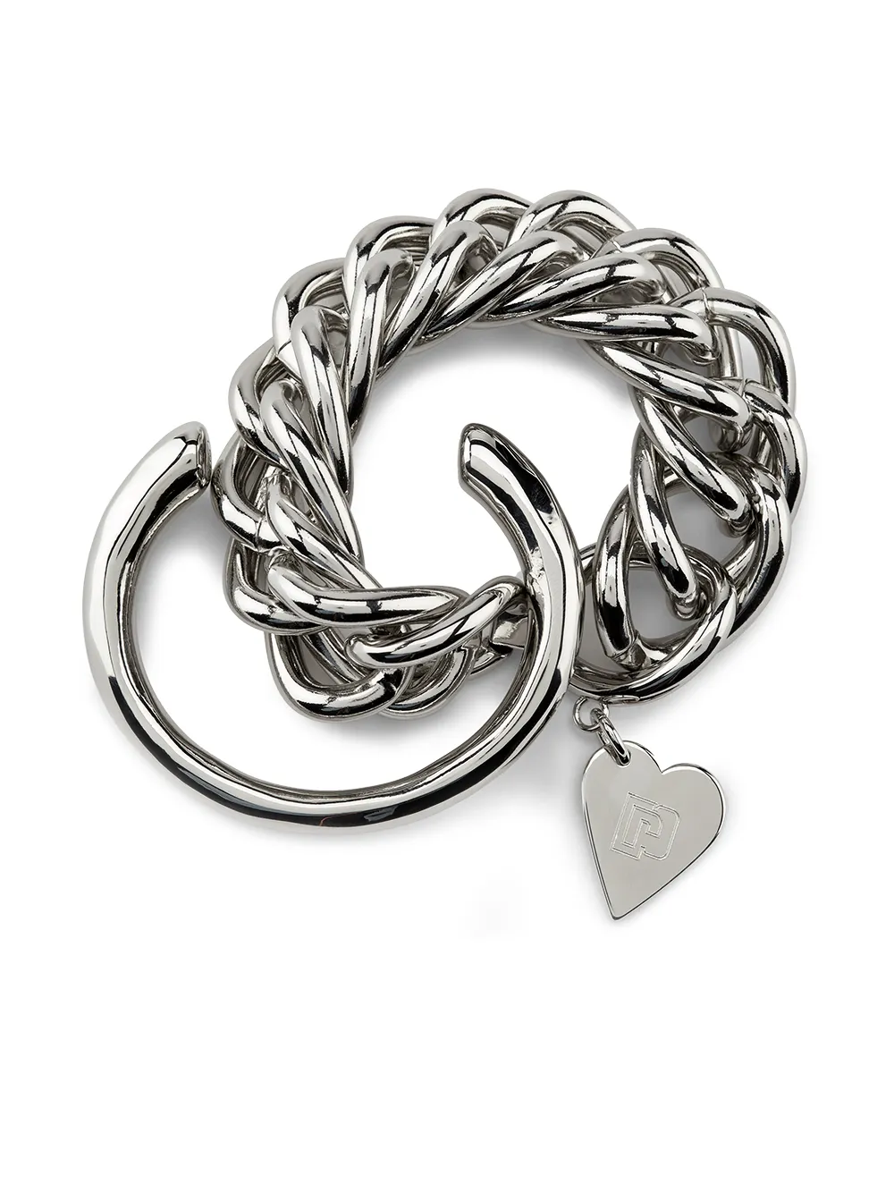 Women Paco Rabanne Heart-pendant Chain-link Bracelet 1 Women Paco Rabanne Heart-pendant Chain-link Bracelet