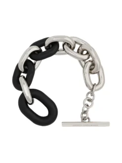 Women Paco Rabanne XL Link Silver-tone Leather Embellished Bracelet -Paco Rabanne 19400516 42637415 1000