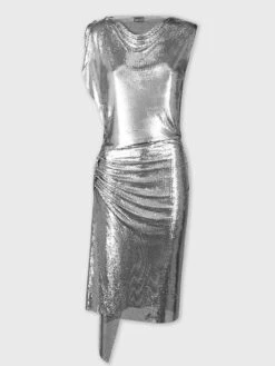 Paco Rabanne Silver Mesh Drape Dress