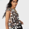 Paco Rabanne Sleeveless Silver Tank Top Round Discs
