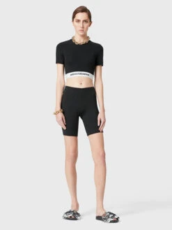 Paco Rabanne Bodyline Crop Top For Women In Black Jersey