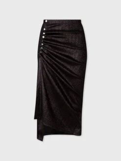 Paco Rabanne Black Lurex Draped Skirt