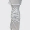 Paco Rabanne Silver Lurex Draped Dress