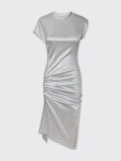 Paco Rabanne Silver Lurex Draped Dress