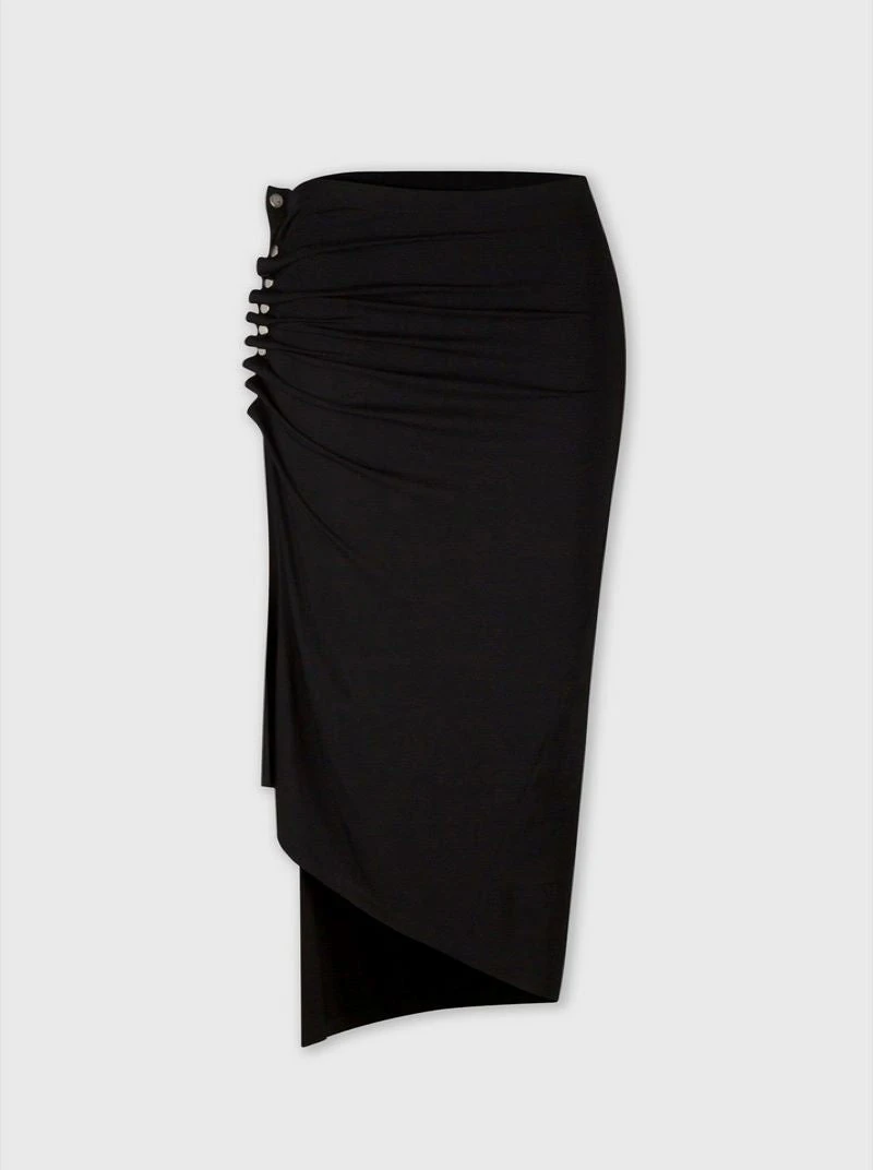 Paco Rabanne Black Wrap Skirt In Jersey 1 Paco Rabanne Black Wrap Skirt In Jersey