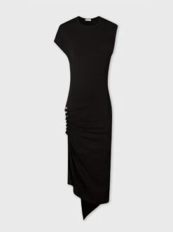 Paco Rabanne Black Draped Jersey Dress