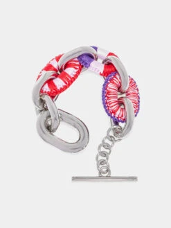 Paco Rabanne XL Link Embroidered Silver Bracelet