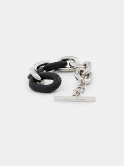 Paco Rabanne XL Link Bracelet In Silver And Leather -Paco Rabanne 23PBB0013MET165 M051 4 1