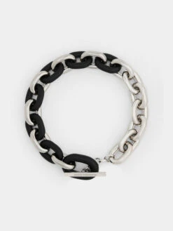 Paco Rabanne XL Link Necklace In Silver And Leather -Paco Rabanne 23PBB0015MET165 M051 3