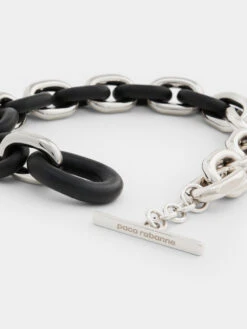Paco Rabanne XL Link Necklace In Silver And Leather -Paco Rabanne 23PBB0015MET165 M051 4