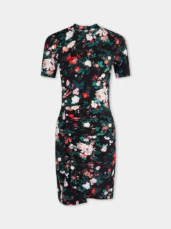 Paco Rabanne Draped Floral Printed Dress