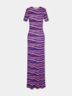 Paco Rabanne Long Chain Printed Dress