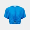 Paco Rabanne Blue Jersey Crop Top