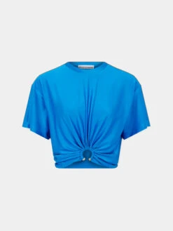Paco Rabanne Blue Jersey Crop Top