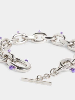 Paco Rabanne Silver XL Link Necklace With Pearls -Paco Rabanne 23SBB0015MET382 M098 4