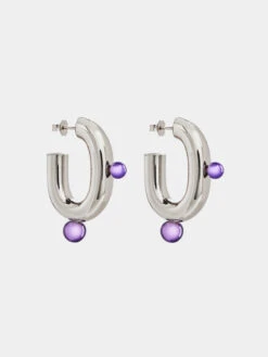 Paco Rabanne XL Link Silver Earrings With Pearls