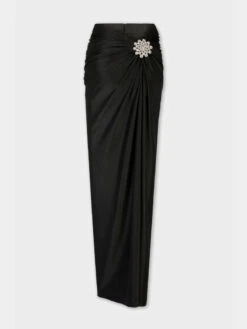 Paco Rabanne Black Long Draped Skirt