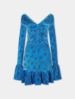 Paco Rabanne Short Blue Velvet Dress