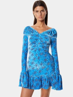 Paco Rabanne Short Blue Velvet Dress -Paco Rabanne 23sjro512vi0329 v484 3 259e379d a23d 47ce 9b98 827fc0dd2a86