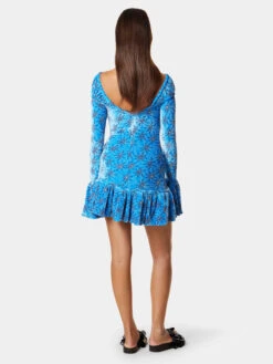 Paco Rabanne Short Blue Velvet Dress -Paco Rabanne 23sjro512vi0329 v484 4 97554aab f18f 4ac1 bf76 84a9b15f235e