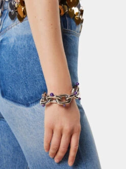 Paco Rabanne XL Link Silver Bracelet With Pearls -Paco Rabanne LOOK16 040 1