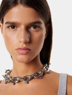 Paco Rabanne Silver XL Link Necklace With Pearls -Paco Rabanne LOOK19 034 1