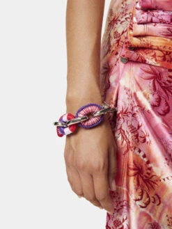 Paco Rabanne XL Link Embroidered Silver Bracelet -Paco Rabanne LOOK21 047 1