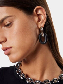 Paco Rabanne XL Link Earrings In Silver And Leather 7 Paco Rabanne XL Link Earrings In Silver And Leather -Paco Rabanne LOOK33 036 1