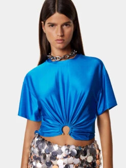 Paco Rabanne Blue Jersey Crop Top -Paco Rabanne LOOK43 012 1