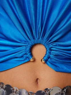 Paco Rabanne Blue Jersey Crop Top -Paco Rabanne LOOK43 017 1