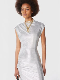 Paco Rabanne Silver Lurex Draped Dress -Paco Rabanne LOOK 01 J1 100